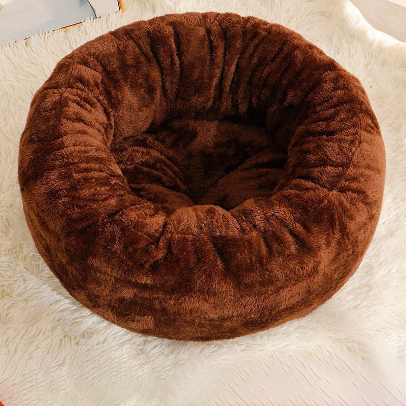 Pet Dog Bed Long Plush Donut