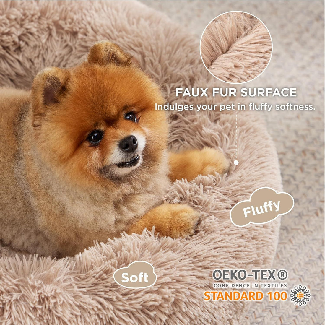 Indoor Solid Color Plush Pet Bed