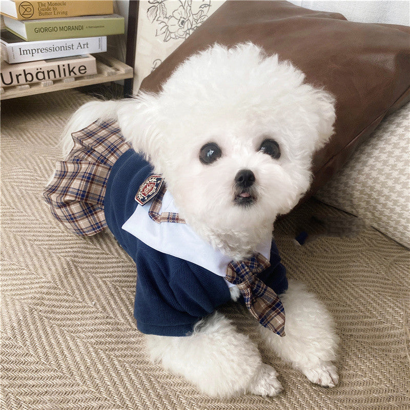 Pet Dress British Plaid Sweater