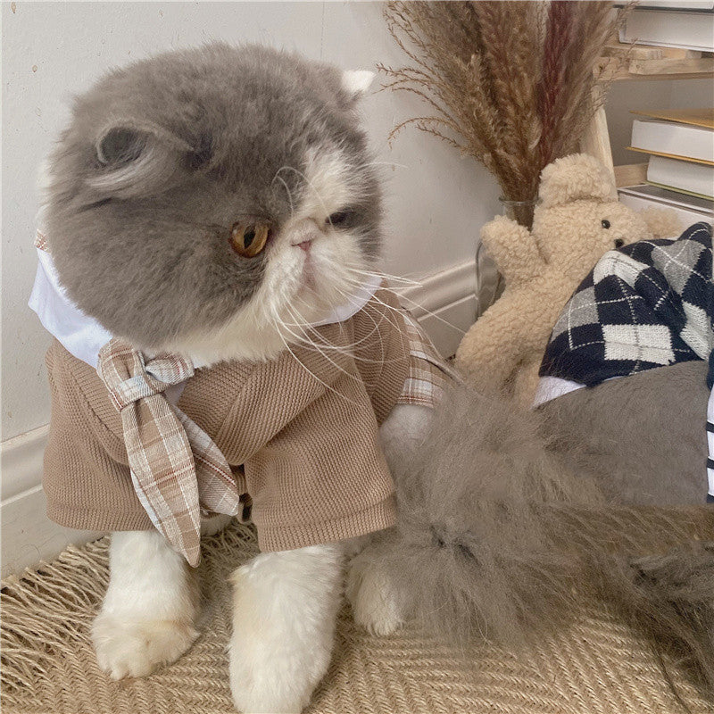 Pet Dress British Plaid Sweater