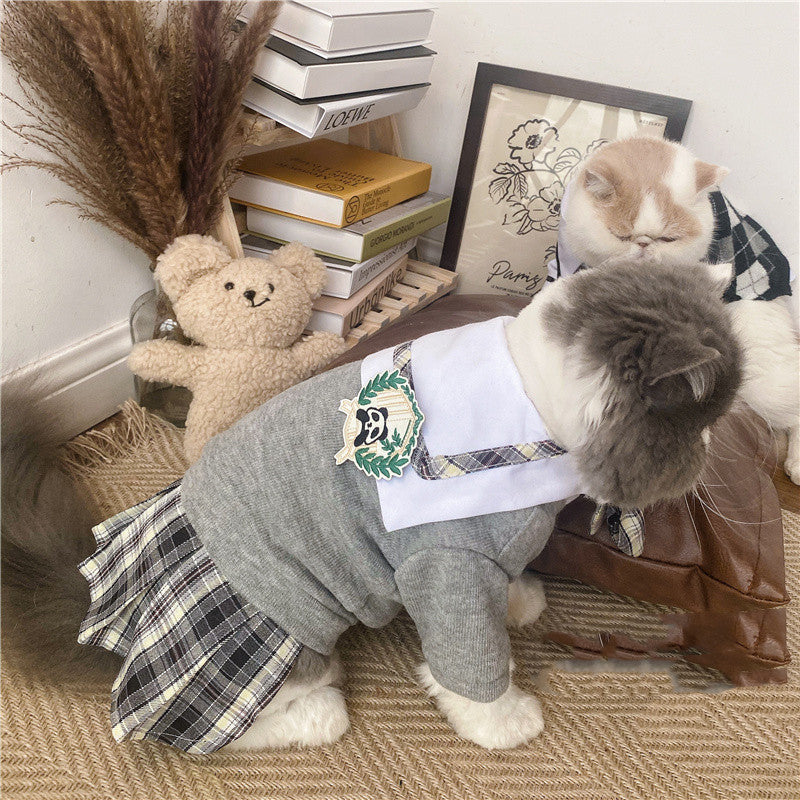 Pet Dress British Plaid Sweater