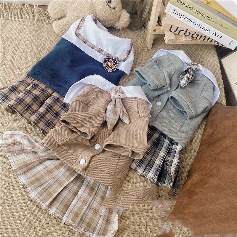 Pet Dress British Plaid Sweater