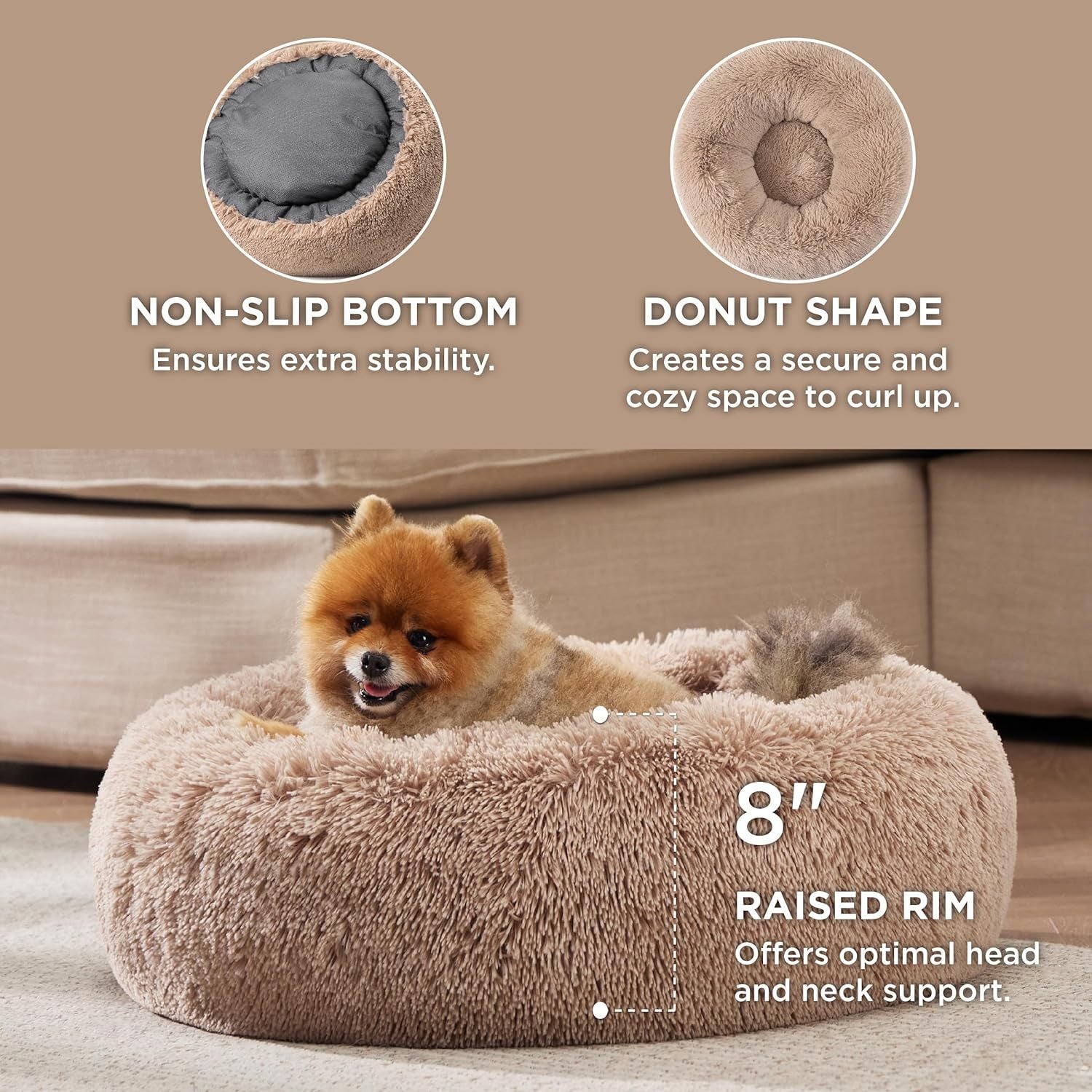 Indoor Solid Color Plush Pet Bed