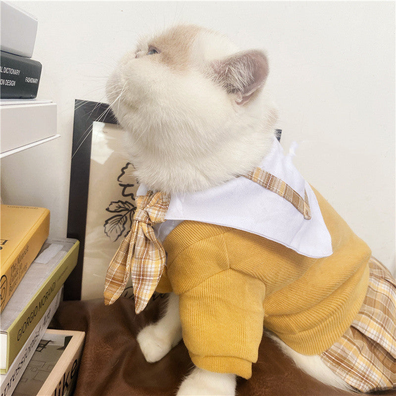 Pet Dress British Plaid Sweater